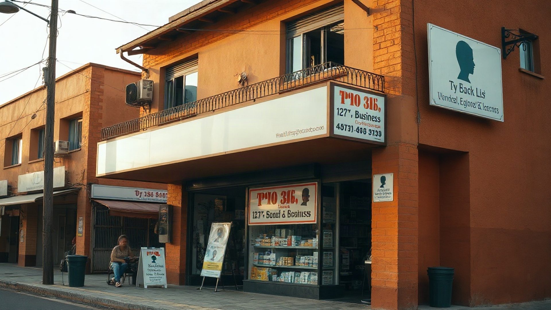Small business shopfront on Uganda Road in Eldoret in warm afternoon light